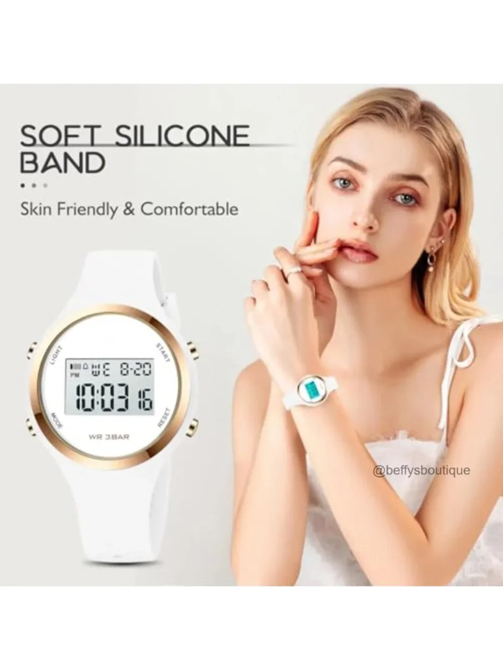 Digital Sport Watch LED Backlight Alarm Chronograph Water Resistant Women's